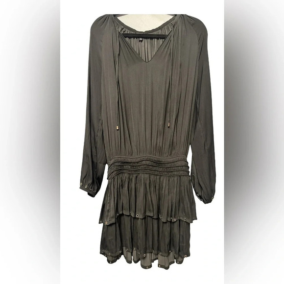 Anthropologie Current Air Black Hook Metal Pleated Dress Size Medium - Picture 1 of 4